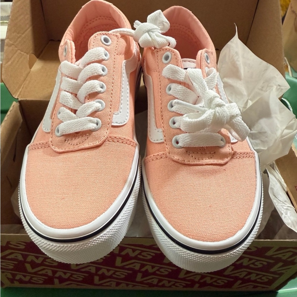 Vans Kids Peach Canvas Old Skool Sneakers with White Stripe